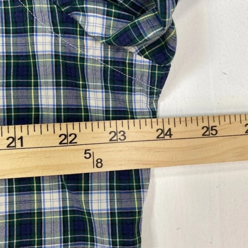 Ralph Lauren Mens Classic Fit Plaid Button Down Shirt Navy Blue Green Large L - Picture 6 of 10